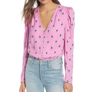 AFRM | Rexy Pink Button Front Bodysuit | Size Small